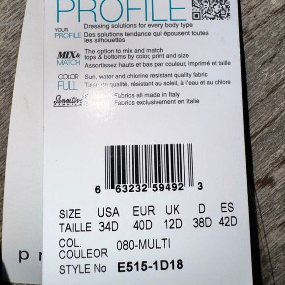 Profile by Gottex Lettuce Ruffle Sweetheart Tankini Top Swimsuit 34D Swimwear | - Picture 6 of 8